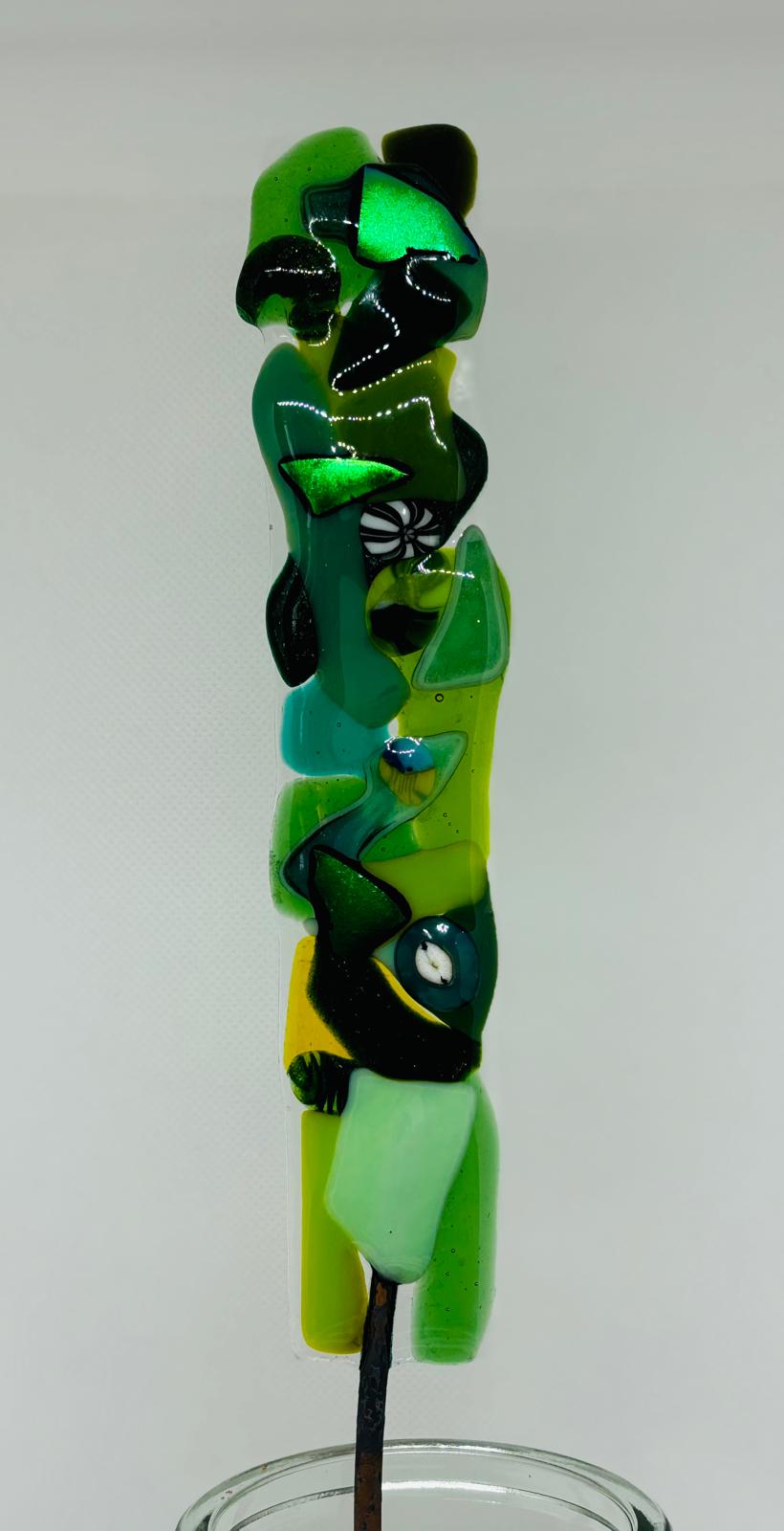 Handmade Fused Glass Garden Stake Ornament Decoration