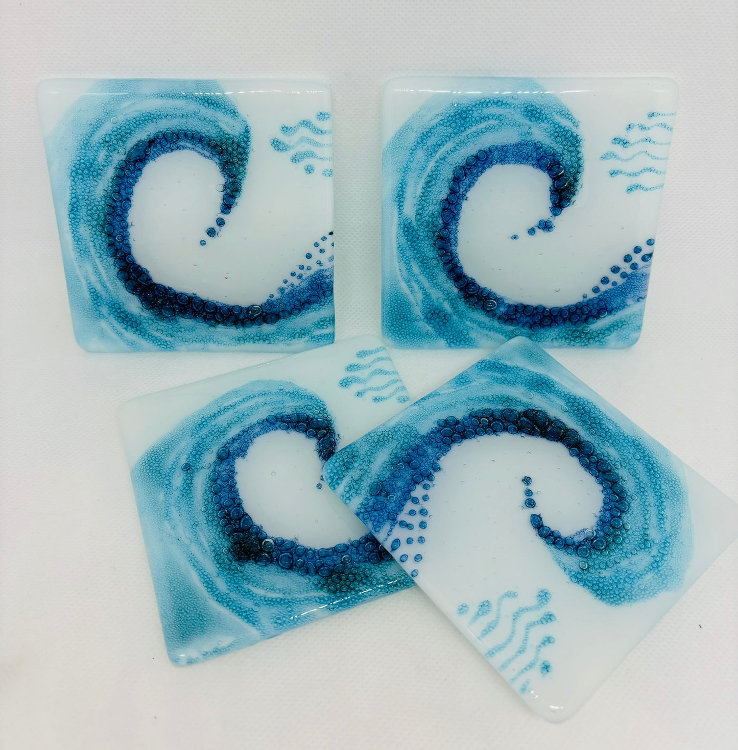 Fused Glass Bubble Wave Coaster