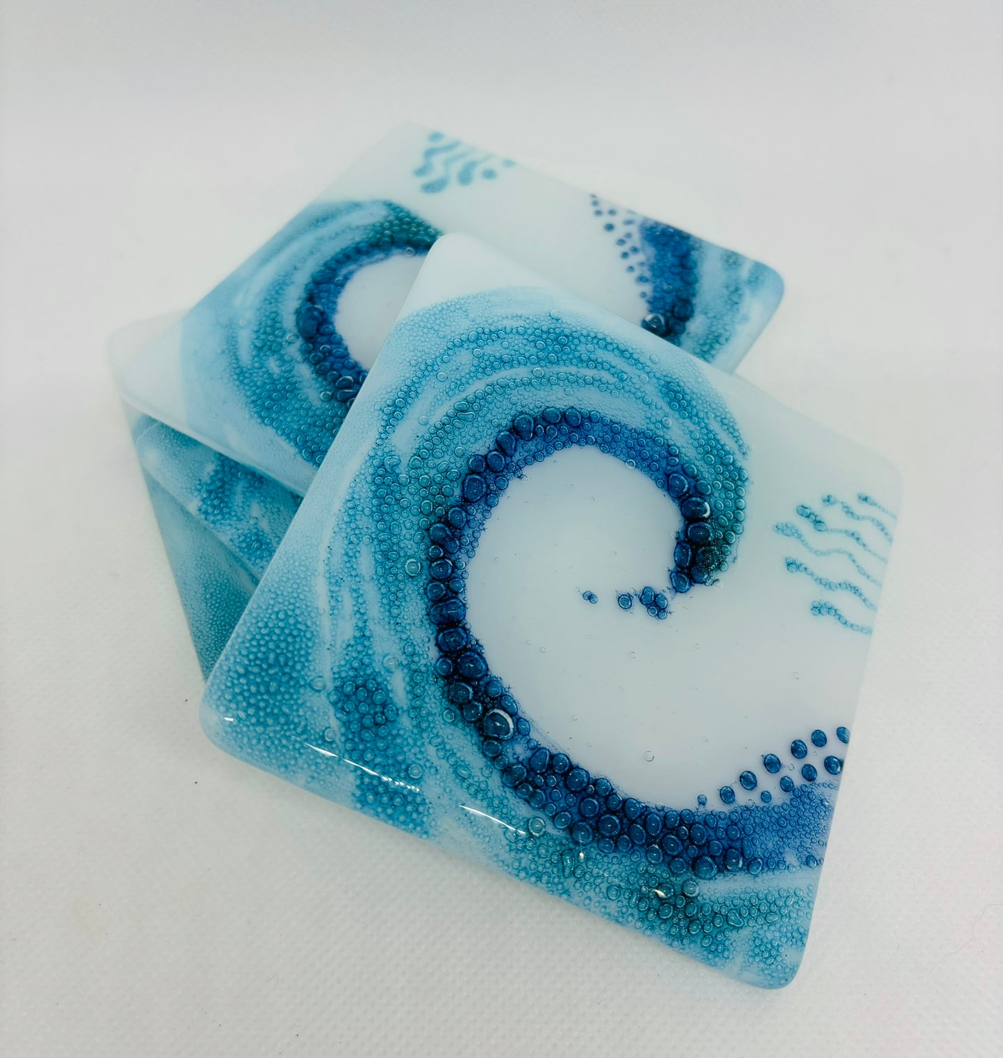 Fused Glass Bubble Wave Coaster