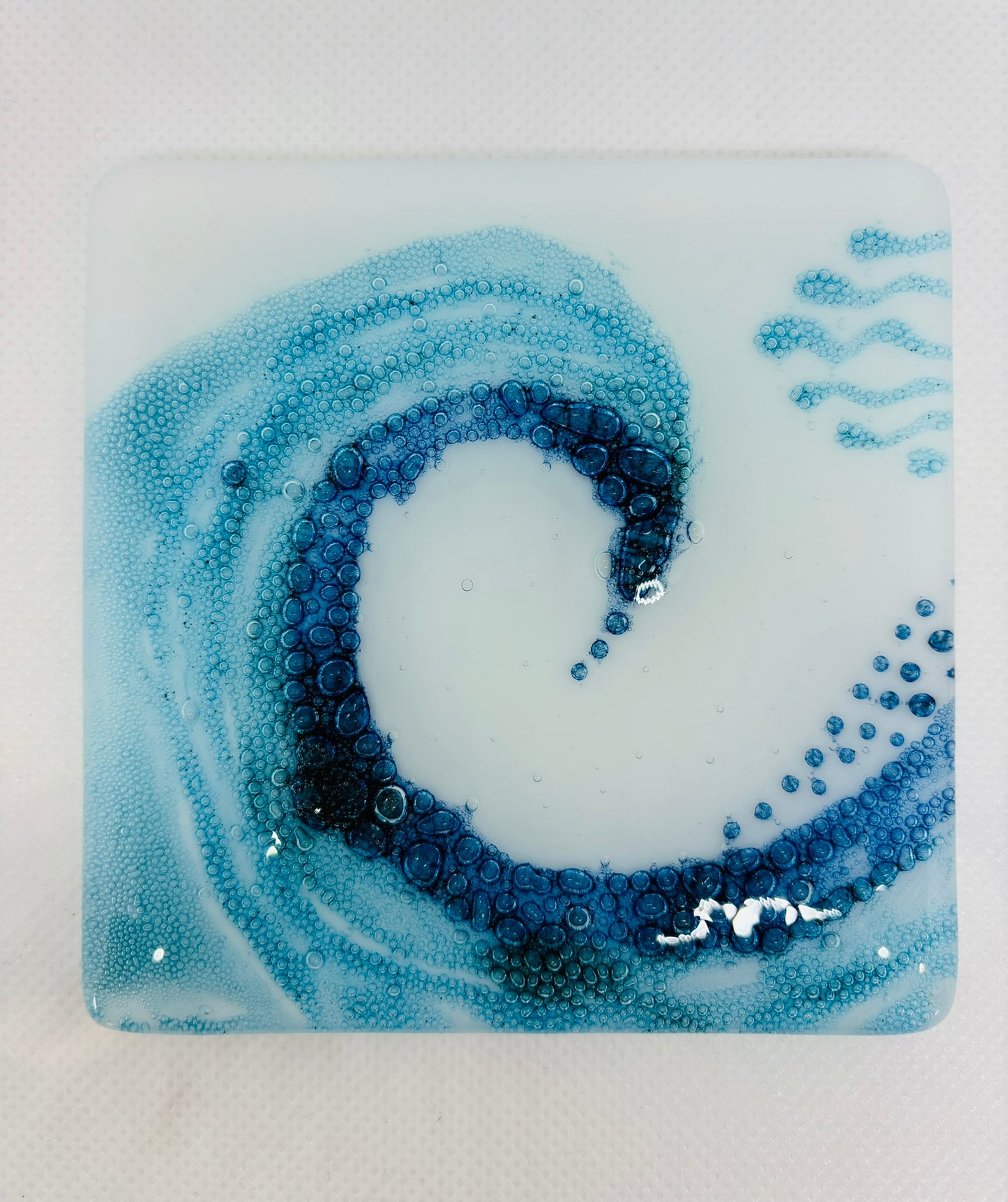 Fused Glass Bubble Wave Coaster