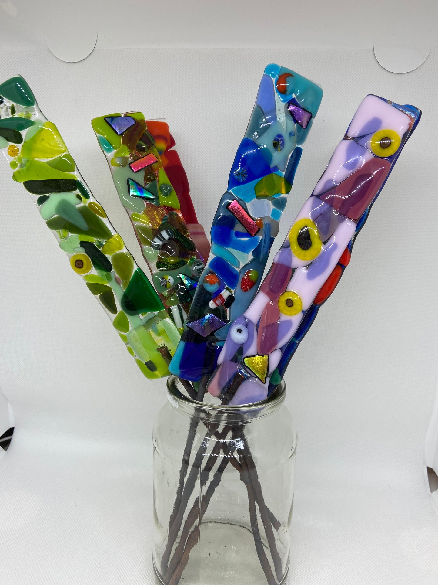 Handmade Fused Glass Garden Stake Ornament Decoration