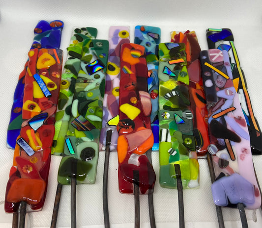 Handmade Fused Glass Garden Pot Stake Ornament Decoration